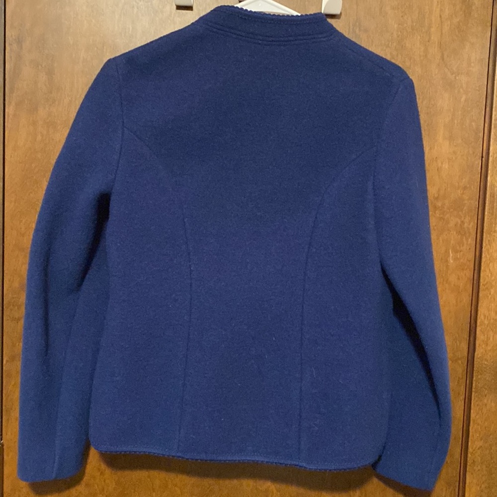 VINTAGE Tyrol jacket. 100% boiled wool. Navy blue with wood-look buttons. - Picture 4 of 12